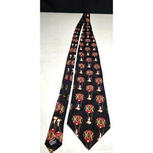 Claybrooke Christmas Silk Necktie Black Penguin Hot Air Balloon Holiday Tie